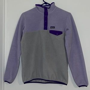 Patagonia purple/Gray synchilla snap t pullover fleece girl size XXL 16/18